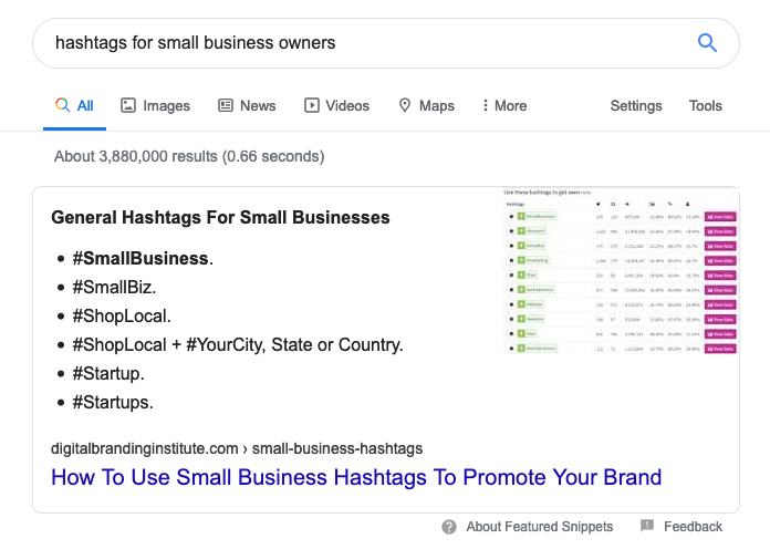 Hashtags strategy for small businesses